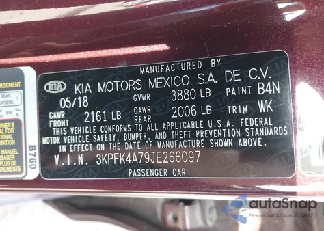 2018 Kia Forte Lx из США, поврежденный, VIN 3KPFK4A79JE266097